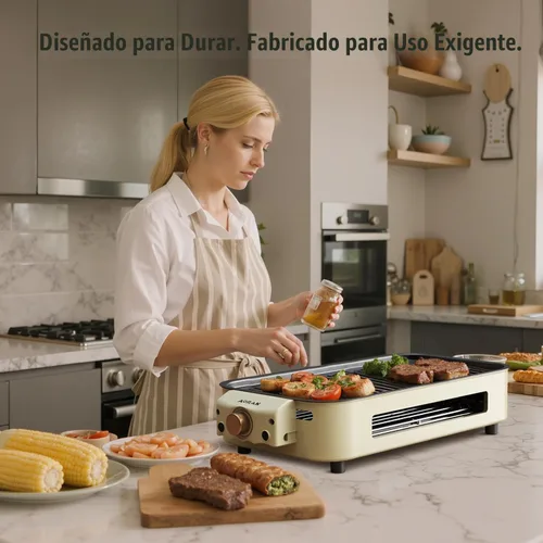 Vista 5 de AORAN - Parrillas eléctricas para interiores sin humo, parrilla de interior versátil sin humo para cocinar en casa, con parrillas