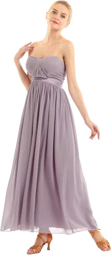 Vista 2 de YiZYiF Vestido de dama de honor plisado de gasa para mujer