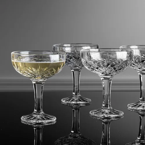 Vista 2 de Godinger Copas de champán, juego de copas de champán, copas de Martini Coupes Barware - Juego de 4, 6 onzas, Colección Dublin Crystal
