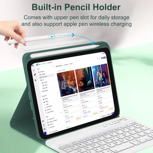 Vista 5 de Funda de teclado para iPad Mini 7ª (A17 Pro, 2024) y 6ª (2021) de 8.3 pulgadas, recargable, teclado Bluetooth desmontable, funda protectora delgada
