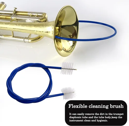 Vista 2 de Juego de cepillos de limpieza de trompeta, kit de cuidado de limpieza de trompeta de 3 piezas, accesorio de mantenimiento de instrumentos musicales