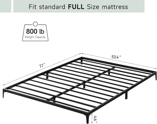 Vista 3 de GAOMON Base de cama matrimonial baja de 6 pulgadas, plataforma de metal resistente, listones de acero resistente, no necesita somier, fácil montaje