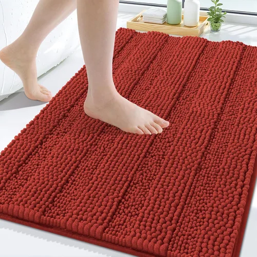 Vista 248 de Grandaily Alfombras de baño de felpilla a rayas de 24 x 16 pulgadas, extra gruesas y suaves, absorbentes, parte trasera de goma, alfombra de ducha
