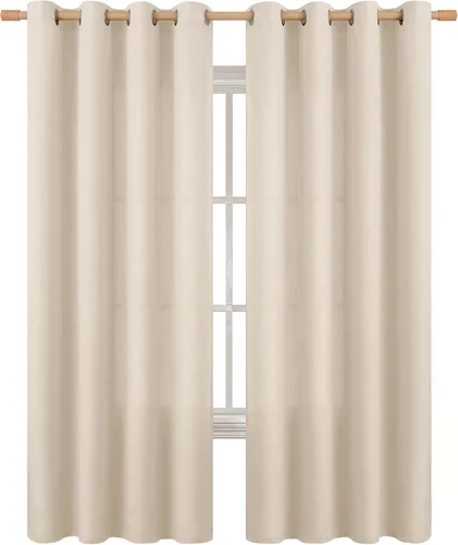 Vista 81 de BGment Cortinas de Lino Beige de 63 Pulgadas de Largo 2 Paneles - Tratamientos para Ventanas con Textura de Arpillera Filtrantes de Luz Cortinas