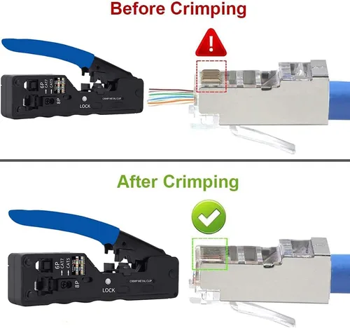Vista 3 de TAIWAIN Herramienta de prensado de prueba de cable RJ45/RJ11/RJ12, pelacables de red CAT5/CAT6, mantenimiento de computadora profesional, alicates
