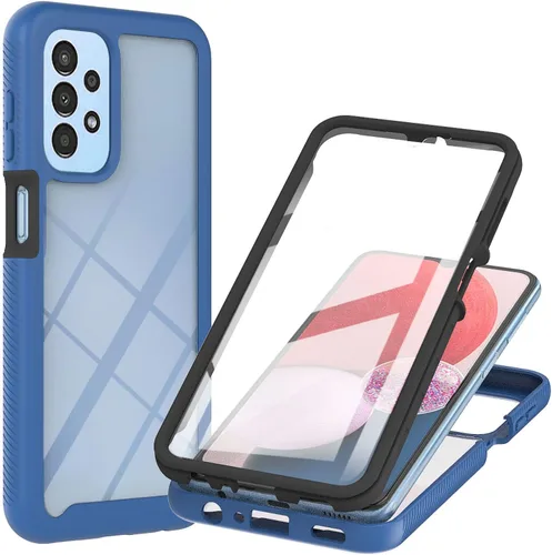 Vista 12 de Funda para Samsung Galaxy A13 LTE 4G, Samsung A13 LTE Funda para teléfono con protector de pantalla integrado, cubierta trasera delgada transparente