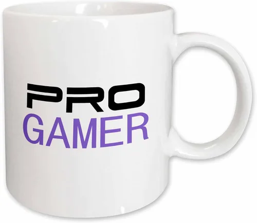 Vista 12 de 3dRose mug_151243_4 "Pro gamer - awesome gaming job or hobby and proud of it - computer pro-gamer in black and purple" Taza, 11 oz, Negro