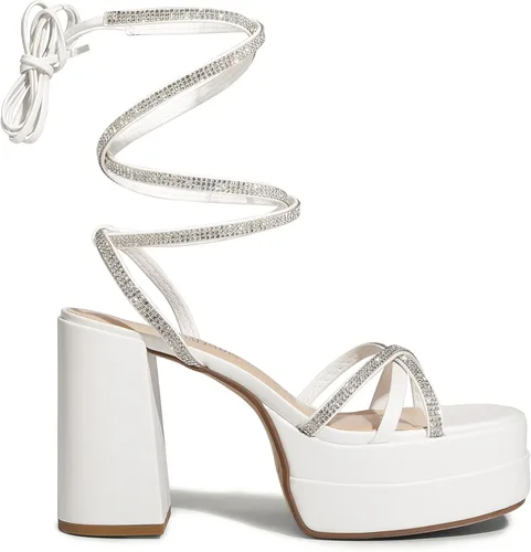 Vista 5 de DREAM PAIRS Sandalias de plataforma con cordones para mujer, con diamantes de imitación, sandalias gruesas Y2K para club, fiesta, cita, baile