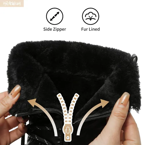 Vista 2 de HEAWISH Botas de nieve de invierno con forro de piel para mujer