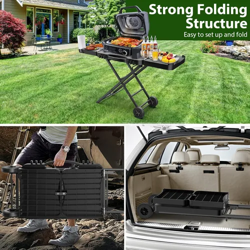 Vista 4 de Mesa de Parrilla Plegable para Interior Portátil Compatible con Parrilla de Madera al Aire Libre Ninja (Serie OG701 OG850 OG951), Espacio Grande