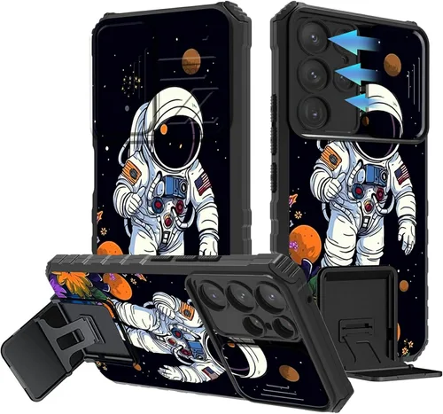 Vista 60 de Funda para Samsung Galaxy A13 5G/4G/A04S, Galaxy A13 5G con cubierta de cámara deslizante, funda de doble capa integrada con función atril