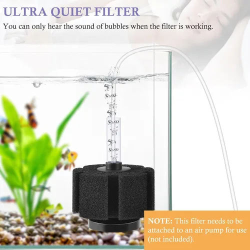 Vista 4 de FEDOUR Filtro de esponja para acuario, filtros de esponja bio de aireación ultra silenciosos para cría de camarones fritos Betta Fish Tank, filtro