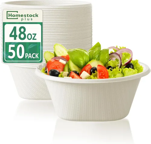 Vista 10 de Homestockplus Cuencos desechables de 16 onzas, cuencos de papel pequeños de alta resistencia, hechos de cuencos biodegradables de bagazo natural