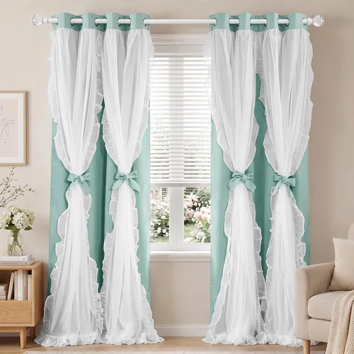 Vista 14 de PONY DANCE Cortinas 100% opacas color beige para dormitorio, 52 pulgadas de Beige - 100% Blackout