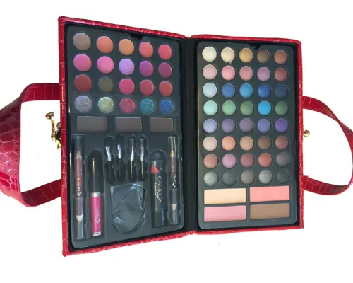 Vista 3 de Cameo Cosmetics Pro - Juego de maquillaje con estuche de transporte reutilizable rojo colección Premium, 76 piezas