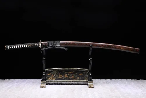 Vista 9 de Espada katana forjada a mano, arcilla real, acero templado L6, Hitatsura Hamon () Espada samurai espada de espiga completa