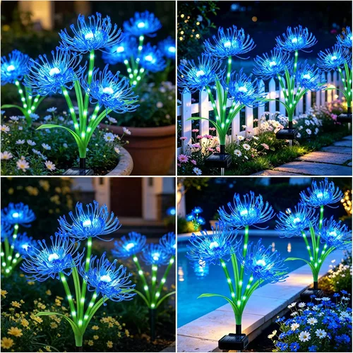 Vista 5 de VOOKRY Luces solares para exteriores, paquete de 4 luces de flores