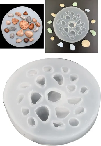 Vista 3 de LQ Industrial Moldes de silicona para piedra de 20 cavidades, moldes de forma de guijarros de río y piedra irregular