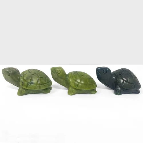 Vista 3 de Talla de piedras preciosas de cristal de tortuga nefrita tallada a mano