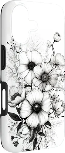 Vista 3 de Flowers Design Black and White Floral Women Case for iPhone 17