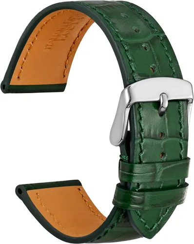 Vista 44 de WOCCI - Correas para reloj de cuero italiano, grano de cocodrilo en relieve, elige color y ancho 14 mm 18 mm 19 mm 20 mm 21 mm 22 mm, Negro