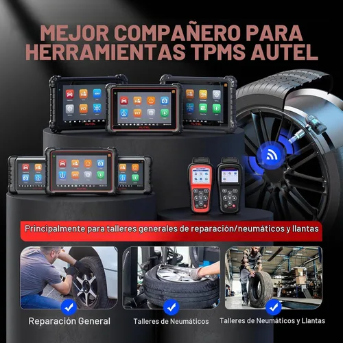 Vista 7 de Autel Juego de 4 sensores TPMS, sensor 1MX de 2 pulgadas 315 MHz + 433 MHz de frecuencia dual, sensor OEM de reemplazo 100% programable, funciona