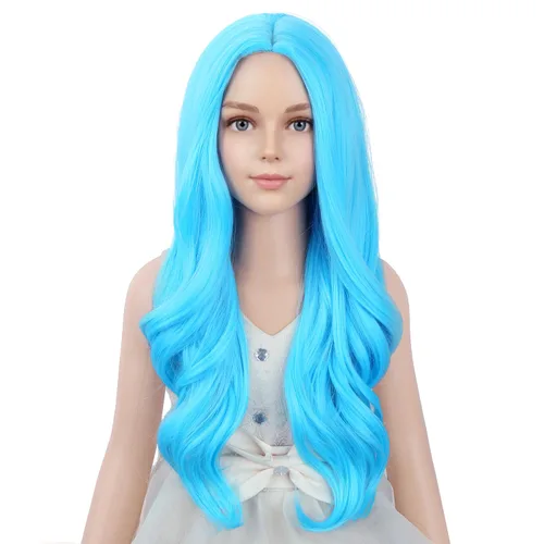 Vista 53 de PATTNIUM Peluca larga y ondulada rubia oscura para niños y niñas, peluca Rubio ceniza