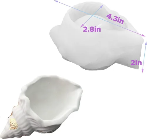 Vista 2 de Moldes de silicona para tarro de vela, molde de vela de caracola, forma de concha, molde de contenedor de plantación de suculentas para hacer