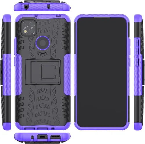 Vista 8 de Asuwish Funda de teléfono para Xiaomi Redmi 9C/10A con protector de pantalla de vidrio templado y soporte delgado, híbrida, resistente, cubierta
