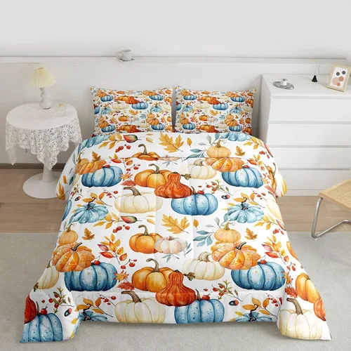 Vista 31 de Lindo juego de edredón de murciélago tamaño Queen con diseño de animales de Feliz Halloween, 3 piezas para decoración de habitación de niños