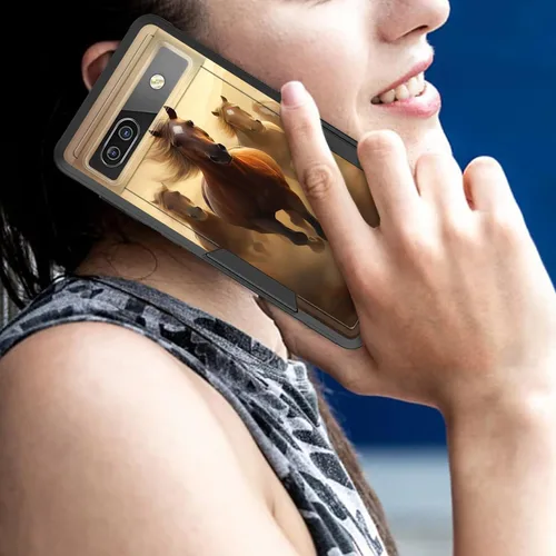 Vista 27 de Funda para Pixel 6A, funda protectora híbrida de doble capa resistente a prueba de golpes de policarbonato duro de silicona suave TPU para Google