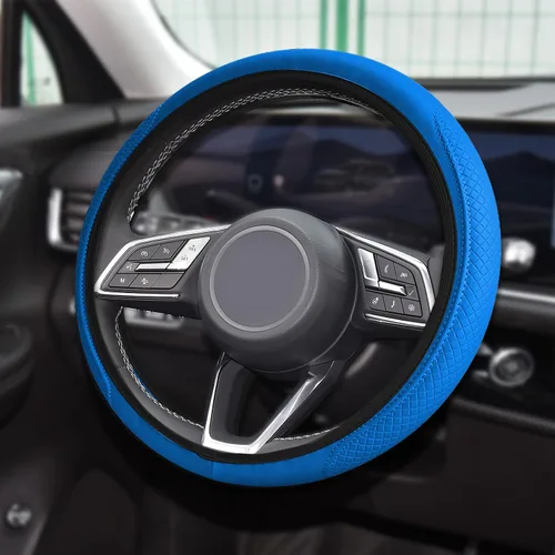 Vista 9 de Funda de Volante de Cuero Suave con Brillos, 15 Pulgadas, con Diamantes de Imitación Coloridos, Protector de Volante Elástico Automático