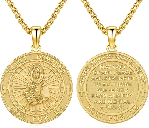 Vista 11 de 925 Sterling Silver Patron Saint Amulet Necklace for Men Women plateado