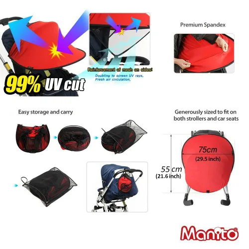 Vista 3 de Manito parasol para carriolas y asientos de auto (7 colores disponibles), Negro