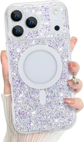 Vista 16 de Bonoma - Funda para iPhone 17 Pro Max 2025 con cristales brillantes, purpurina brillante