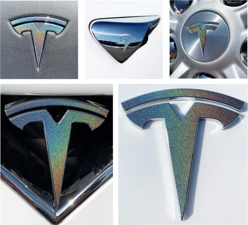 Vista 25 de Calcomanía con logotipo para Tesla Model S, Nosecone, juego de 14 piezas (verde brillante)