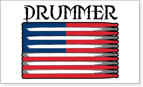 Vista 4 de CafePress Drummer - Adhesivo rectangular para parachoques con la bandera de Estados Unidos