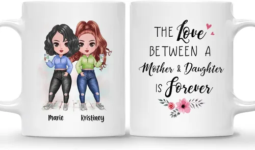 Vista 22 de Gossby Taza personalizada para madre y 1 hija, como madre como hija, regalos para madre, mejores tazas de café para madre, taza personalizada
