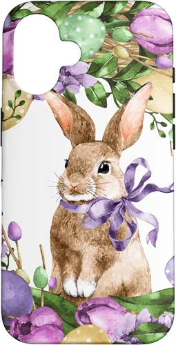 Vista 32 de Floral Easter Bunny Wreath Decor for Women Cute Easter Day Case for iPhone 17