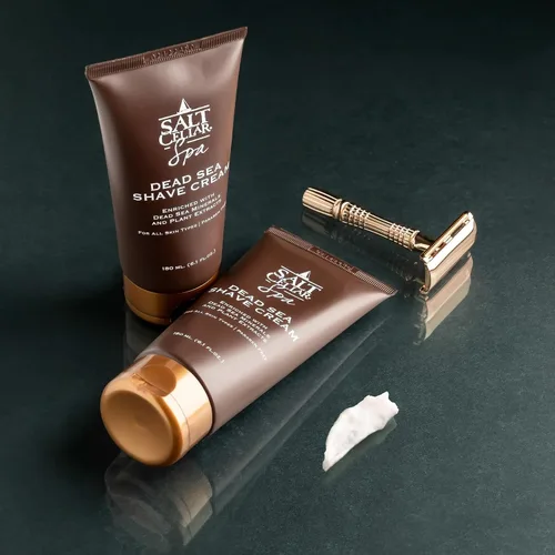 Vista 5 de Salt Cellar Juego de afeitado y después del afeitado del Mar Muerto para hombres, kit de aseo totalmente natural con minerales del mar Muerto