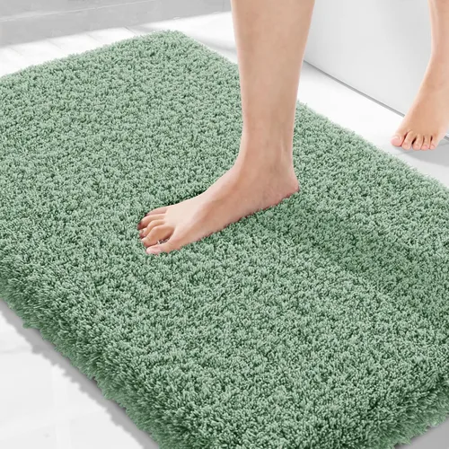 Vista 43 de Yimobra Alfombras de baño en negro y blanco antideslizantes lavables, tapetes de baño ultra suaves y absorbentes de agua, alfombra de ducha suave