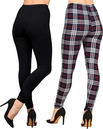 Vista 3 de Lildy Leggings lisos y estampados para mujer, elásticos, no se transparentan