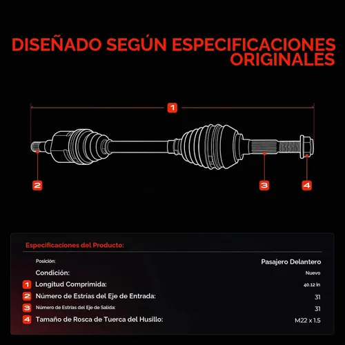 Vista 3 de A-Premium Conjunto de eje CV del lado del pasajero delantero derecho