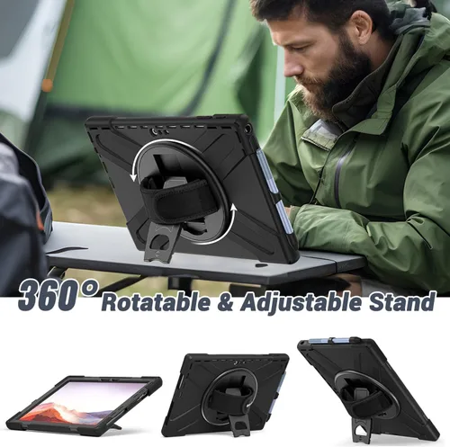 Vista 3 de DreamerX Funda para Microsoft Surface Pro 7+ Plus/Pro 7/6/5/4 de 12.3 pulgadas, funda protectora de silicona resistente resistente con mango