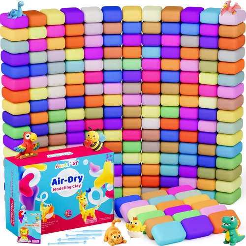 Vista 8 de Aestd-ST Arcilla seca al aire 66 colores, arcilla de modelado para niños, arcilla mágica de bricolaje Molding Clay Kit, 4 Sculpting Tools
