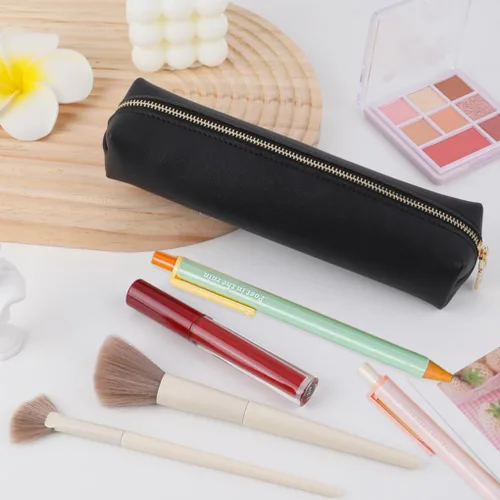 Vista 6 de Oyachic Estuche para lápices de piel sintética, bolsa de maquillaje cosmética, bolsa pequeña para bolígrafos, caja de almacenamiento con cremallera