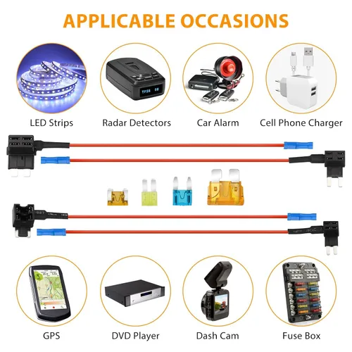 Vista 6 de 16 adaptadores de grifo de fusible para agregar un circuito, adaptador de fusible de 12 V, mini micro2 estándar y grifos de fusible de perfil bajo