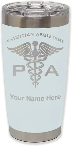 Vista 9 de LaserGram Vaso aislado al vacío de 20 onzas, asistente médico PA, grabado personalizado incluido (negro)