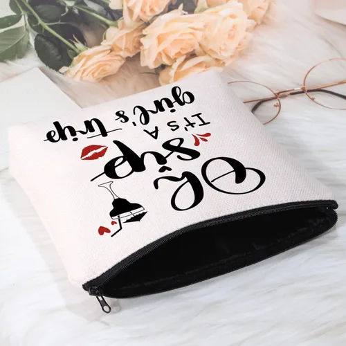 Vista 4 de POFULL Regalo de vacaciones para niñas, regalo de viaje, Oh Sip It's a Girl, bolsa de cosméticos para niñas, regalo de viaje para niñas, Viaje