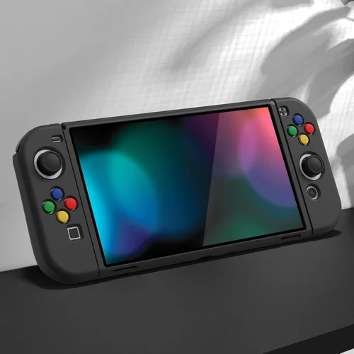 Vista 3 de PlayVital ZealProtect - Funda protectora suave para Nintendo Switch OLED, protector flexible Joycon Grip Cover para Nintendo Switch OLED con tapas